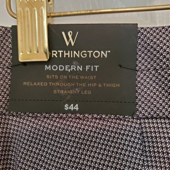 Worthington Modern Fit Straight-leg Black Houndstooth Pants Size 8 - Picture 5 of 12